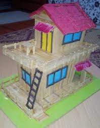 Tahta Cubuklardan Maket Ev Yapimi 4 2016 Eglenceli El Sanatlari Tasarim Evler Evler