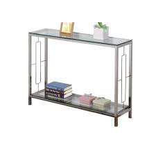 Chrome Metal Glass Accent Console Sofa Table With Shelf Entryway Console Table Sofa End Tables Sofa Table