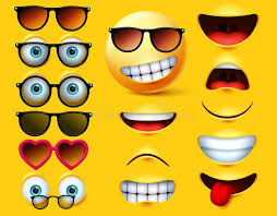 Yellow and blue emoji balls. Smileys Emojis Und Emoticons Face Vektor Set Smiley Ikone Oder Emoticon Susser Gelber Gesichter Beim Kussen Verlieben Weinen Ub Vektor Abbildung Illustration Von Elemente Nett 164397475