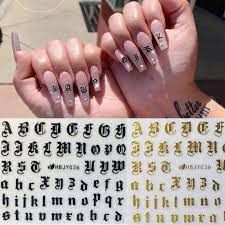 This alphabet song in our let's learn about the alphabet series is all about the consonant jyour children will be engaged in singing, lis. Nail Art 3d Decal Stickers Alphabet Letters White Black Gold Acrylic Nails Tool Buy At The Price Of 1 89 In Aliexpress Com Imall Com