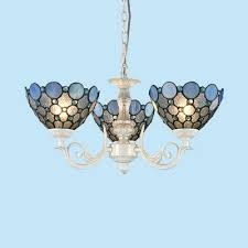 White Beaded Chandelier Light Fixture Baroque 3 5 Lights Stained Glass Pendant Lighting For Living Room Beautifulhalo Com