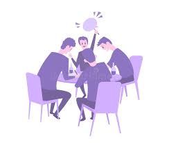 Tv & movies with physical distancing and quarantining taking precedent over social gat. Quiz Team Giving The Answer Quiz Night In The Bar Trivia Event With Four Players Sitting By The Table Flat Vector Stock Vector Illustration Of Leader Intellectual 125724116