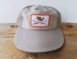 Fisherman Long Bill Trucker Hat Original Vintage 80s Snapback Hat Beige Mesh Cap Oversized Visor Fish And Fishing Rods Patch Uii Ballcap Mesh Cap Hats Trucker Hat