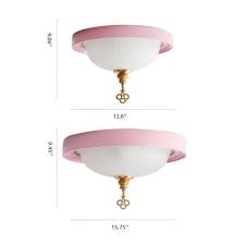 Frosted Glass Bowl Ceiling Light With Key Girls Bedroom Corridor Flush Light In Pink White Beautifulhalo Com