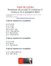 Acesta este de asemenea necesar pentru aflarea inversului unui număr complex. Rezolvare De Ecuatii In Multimea Numerelor Complexe C Ecuatii Bipatrate Clasa A 10 A Bac Ecuatii Cu Delta Negativ Exercitii Rezolvate Matematica Jitaruionelblog Pregatire Bac Si Evaluarea Nationala 2021 La Matematica Si