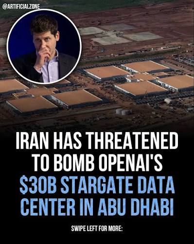 🚨 Iran has directly threatened to destroy the Stargate AI data center in  Abu Dhabi, one of the largest AI infrastructure projects ever built outside  the United States. The IRGC released a