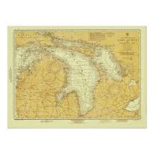 1918 Lake Huron Historic Nautical Chart Poster Zazzle Com