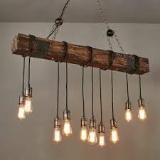 10 Edison Bulb Industrial Rustic Chandelier Farmhouse Wood Island Pendant Light 761780098617 Ebay