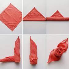 No Sew Diy Upcycled Fabric Napkins Rose Fold How To Sheri Pavlovic Napkin Rose Fabric Napkin Cloth Napkin Folding