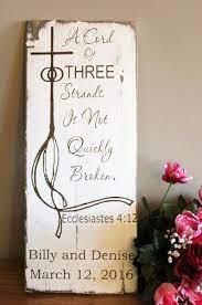 A Cord Of Three Strands Is Not Quickly Broken Hand Painted Wood Sign Unique Wedding Gift Unique Wedding Gifts Christian Wedding Gift Rustic Wedding Gifts
