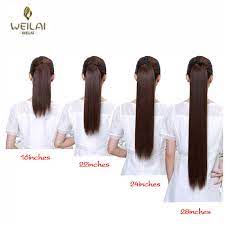 How long is 18 inches? Weilai Fake Hair Piece 18 38 Inch Afro Long Straight Drawstring Ponytail Synthetic Hair Bun Bangs Tail Clip In Hair Extensions Synthetic Ponytails Aliexpress