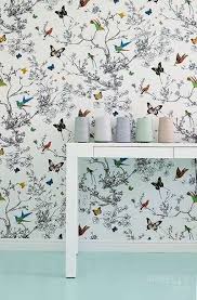 Schumacher Birds And Butterflies Wallpaper In Bathroom Schumacher Birds And Butterflies Wallpaper Multi On White 2704420 Bathroom Wallpaper Birds Home Wallpaper Bathroom Wallpaper