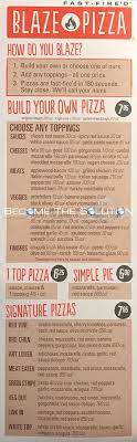 Blaze Pizza Carry Out Menu Scanned Menu With Prices