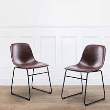 Get 5% in rewards with club o! Rfiver Leather Dining Chairs Set Of 2 Brown Faux Leather Bucket Seat And Black Metal Legs Upholstered For Home Kitchen Dining Living Room Bedroom Indoor Industrial Mid Century Modern Style Pricepulse