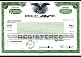 Class a and class b. Berkshire Hathaway Inc Specimen 1988 Registered Bond With Facsimile Signature Of Warren Buffet