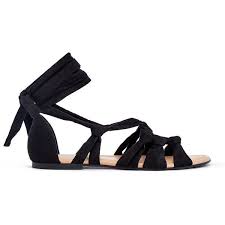 Black Ankle Strap Sandals Flat Shoedazzle Flat Sandals Denitsa Womens Black Found On Polyvore Featuring Shoes Sandals Flats Black Flat S Lace Sandals Black Lace Up Shoes Black Lace Shoes