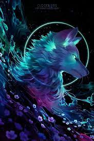 Imán de vinilo con diseño de lobo galaxy de pastel con dibujos animados (2 de ancho): Pin By Doralisa Avila Avila On Fondo De Pantalla Wolf Art Fantasy Animal Drawings Mythical Creatures Art
