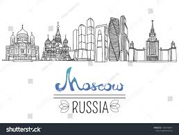 Set Of The Landmarks Of Moscow City Russia Vector Illustration Business Travel And Tourism Russian Arc In 2020 Elderly Home Black Pen Sketches Russian Architecture