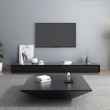 Modern 71 94 Inch Black Tv Stand Rectangle Media Stand Wood Tv Console With 3 Drawers 4 Drawers Tv Stand Decor Living Room Table Decor Living Room Living Room Design Modern
