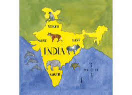 From simple political maps to detailed map of india. A Map Of India Marking The Four Directions And Animals Specific To Those Parts Storyweaver