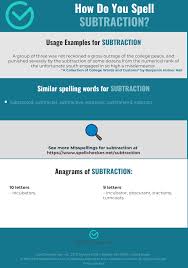 Correct Spelling For Subtraction Infographic Spellchecker Net