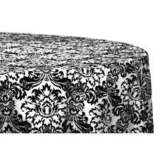 Damask Flocking Taffeta 120 Round Tablecloth Black White Cv Linens