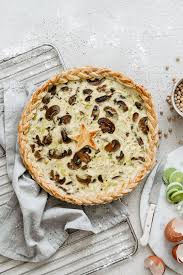 Mushroom Leek Quiche With Ricotta No Heavy Cream Recipe Leek Quiche Fun Baking Recipes Stuffed Mushrooms