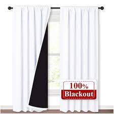 Nicetown 100 Blackout Curtain Panels Rod Pocket Window Curtains With Black Liner For Nursery 84 Inches Dro White Window Treatments Curtains Curtains Bedroom