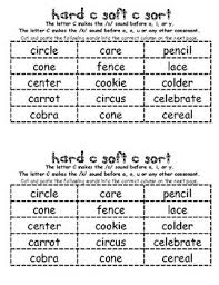 Hard C Soft C Sort Freebie First Grade Phonics Teaching Spelling Phonics