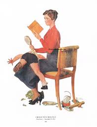 Norman Rockwell Mother spanking discipline print: CHILD PSYCHOLOGY 11 x  15