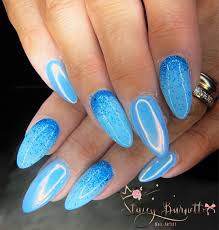Blue acrylic nails with a mermaid glitter accent nail art design. Updated 55 Blissful Baby Blue Acrylic Nails August 2020
