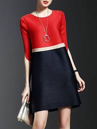 Red Ribbed Half Sleeve A Line Mini Dress Vestidos Descolados Vestidos Casuais Vestidos Estampados