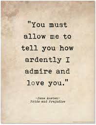 Romantic Quote Poster Pride And Prejudice By Jane Austen Literary Quote Print Fine Art Paper Laminated Or Framed Multiple Sizes Available For Home Offic Literary Love Quotes Pride And Prejudice