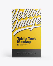 Download Plastic Table Tent Mockup In Indoor Advertising Mockups On Yellow Images Object Mockups PSD Mockup Templates