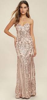 Bariano Rebecca Rose Gold Sequin Strapless Dress Sequin Maxi Dress Strapless Dress Formal Cheap Prom Dresses