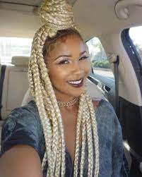 Jumbo Blonde Box Braids Hairstyles 2018 With Bun Blonde Box Braids Blonde Braids Braided Hairstyles