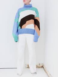 House of sunny members club. House Of Sunny Turtleneck Landscape Jumper Muted Blue Garmentory