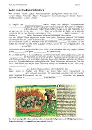 Juden In Der Mittelalterlichen Stadt Luckentext Unterrichtsmaterial Im Fach Geschichte In 2020 Juden Mittelalter Geschichte