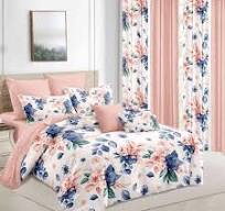 Juego de cama con cortinas impresas digitalmente a precio mayorista barato  3D