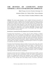 Pdf The Business Of Community Based Tourism A Multi Stakeholder Approach