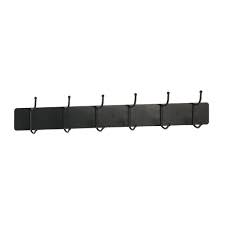 Buddy Products 36 In W X 3 625 In D X 7 625 In H Steel 6 Hook Coat Rack With Plate Frame In Black 93823 4 The Home Depot Wall Mounted Coat Rack Hook Rack Umbrella Stand
