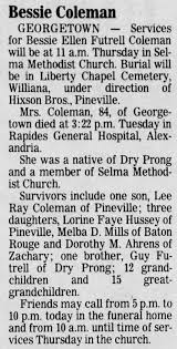 Obituary for Bessie Ellen Futrell Coleman (Aged 84)