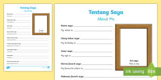 Rating is 4.9 out of 5. Indonesian English All About Me Worksheet