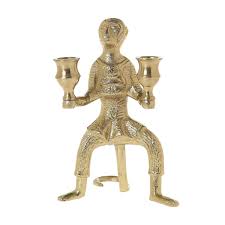Height 24.5, width 9 cm approx. Rebel Velvet Golden Brass Monkey Candlestick Candle Holder Holds 2 Candles 22 Cm Tall
