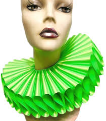 Ruffled Collar Neon Green UV Blacklight Satin Tall Wide Elizabethan Neck  Ruff Victorian Steampunk Rave Clown