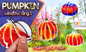 Carefully peel the window cling from the plastic and adhere to the window. Diy Pumpkin Window Clings