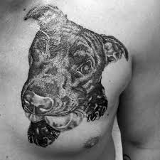 Pit bull dog head with lotus flowers and nautical star tattoo design by nehemya. 50 Pitbull Tattoo Designs For Men Dog Ink Ideas
