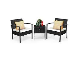 Explore 133 listings for bistro table set at best prices. 3pcs Outdoor Patio Rattan Bistro Furniture Set W Cushion Storage Table Newegg Com
