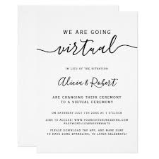 Modern Simple Black And White Font Virtual Wedding Invitation Zazzle Com In 2020 Virtual Invitations Wedding Invitations Wedding Inspiration Fall