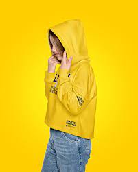 Download Girl In A Hoodie Mockup In Apparel Mockups On Yellow Images Object Mockups
